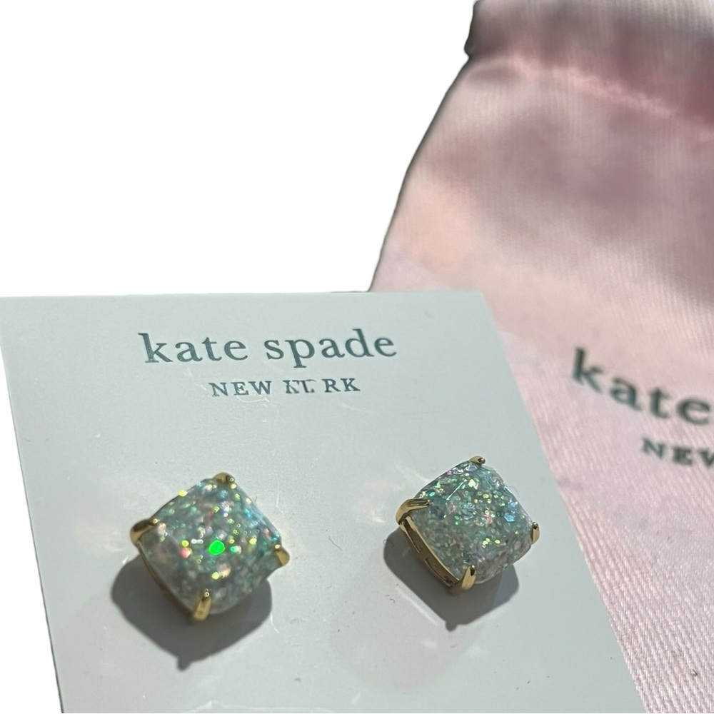 NWT KATE SPADE ♠️ Opal Glitter Sparkling Square Stud Earrings